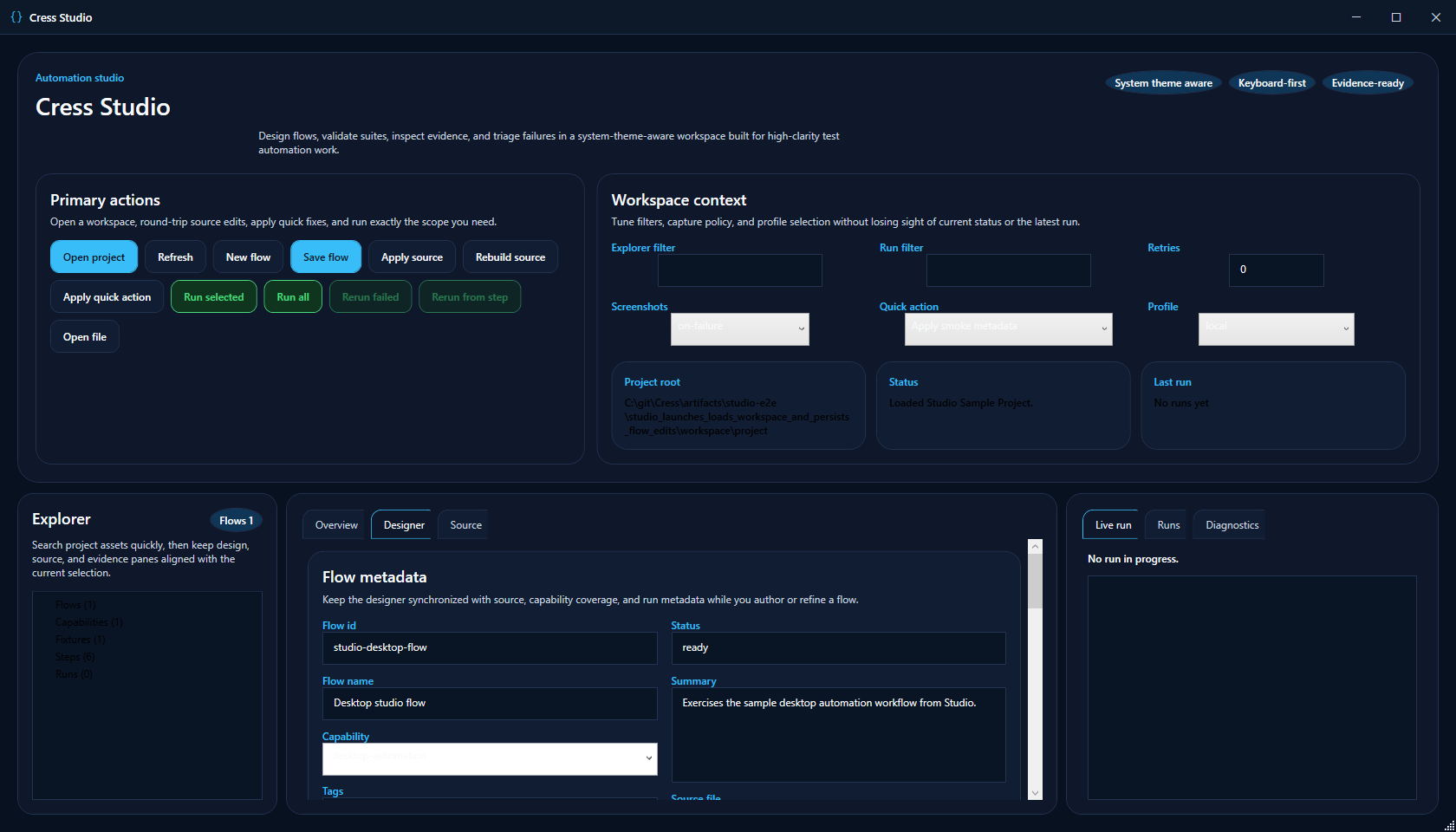 Desktop flow selected