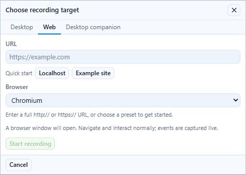 Web recording picker