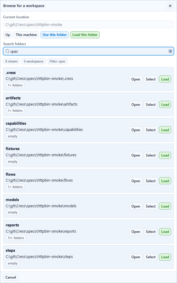 Workspace picker