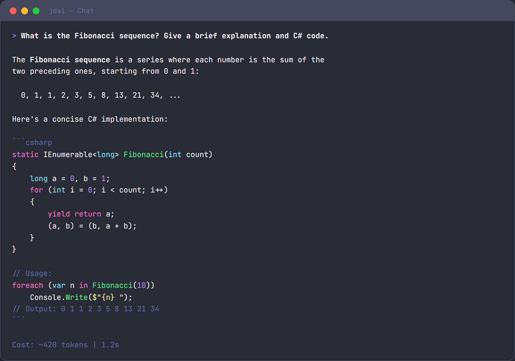 Chat with streaming responses