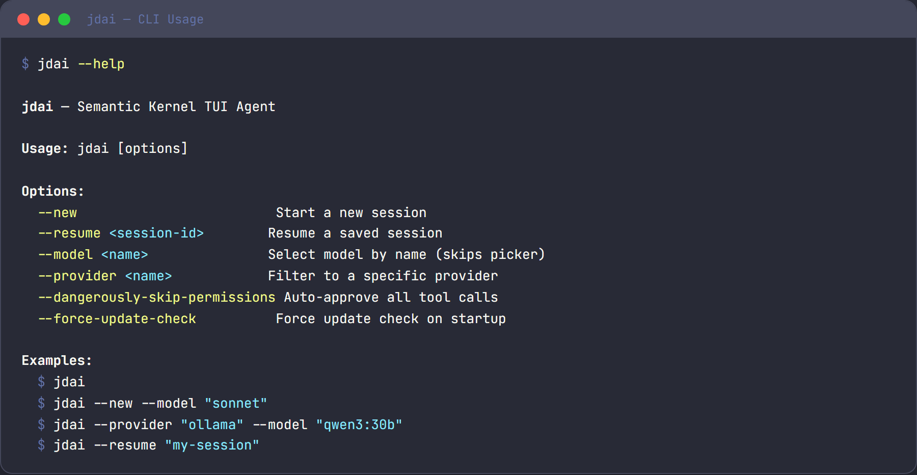 JD.AI CLI usage and flags